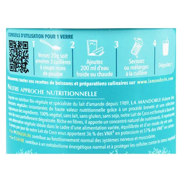 Bebida Instantânea em Pó La Mandorle Leite de Coco Orgânico 400g