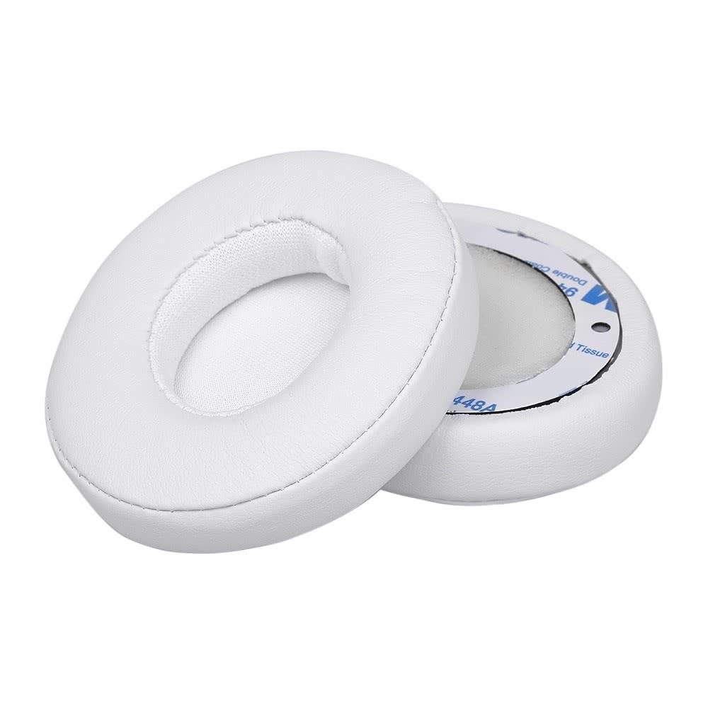 (2er Set) Beats Solo 3 / Solo 2 Kopfhörer Leder Ersatz Ohr Polster Kissen - Weiss