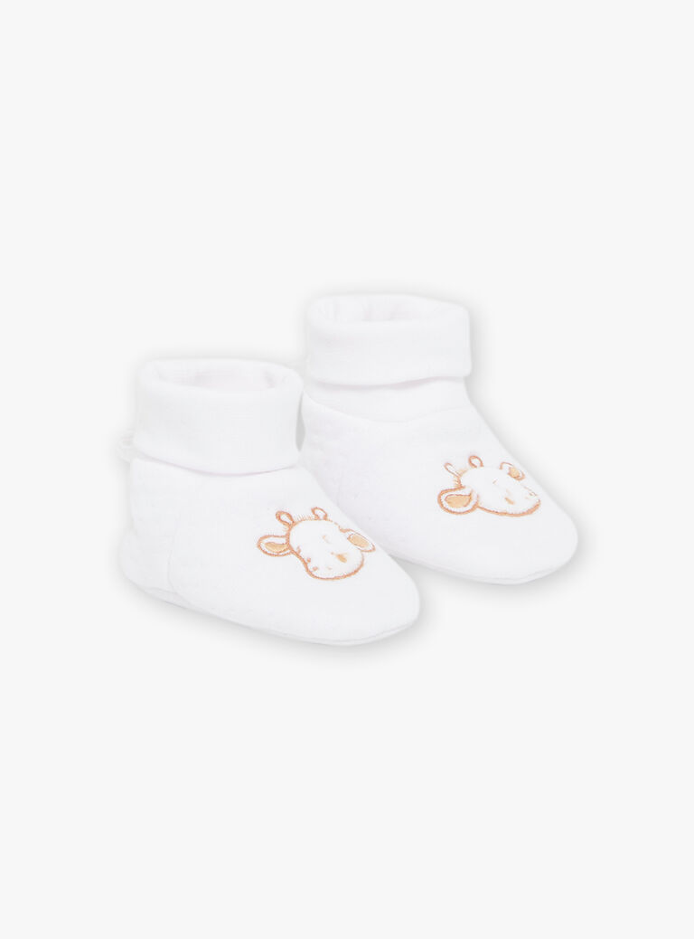 Chaussons de naissance écrus Girafe
