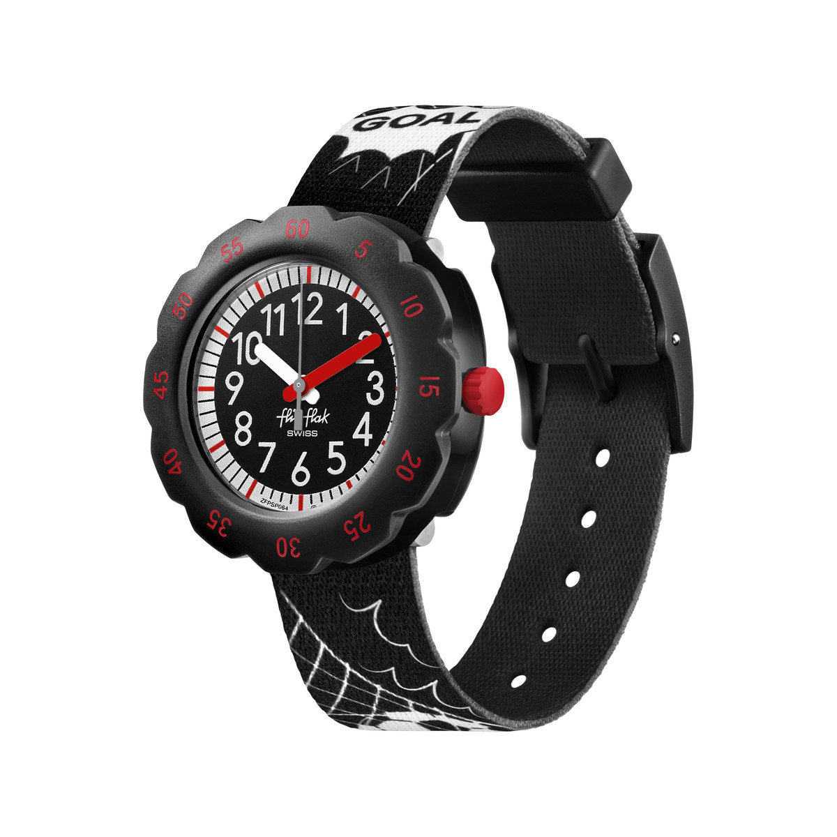 Montre Flik flak Move your body enfant plastique bisourcé bracelet tissu recyclé noir goal