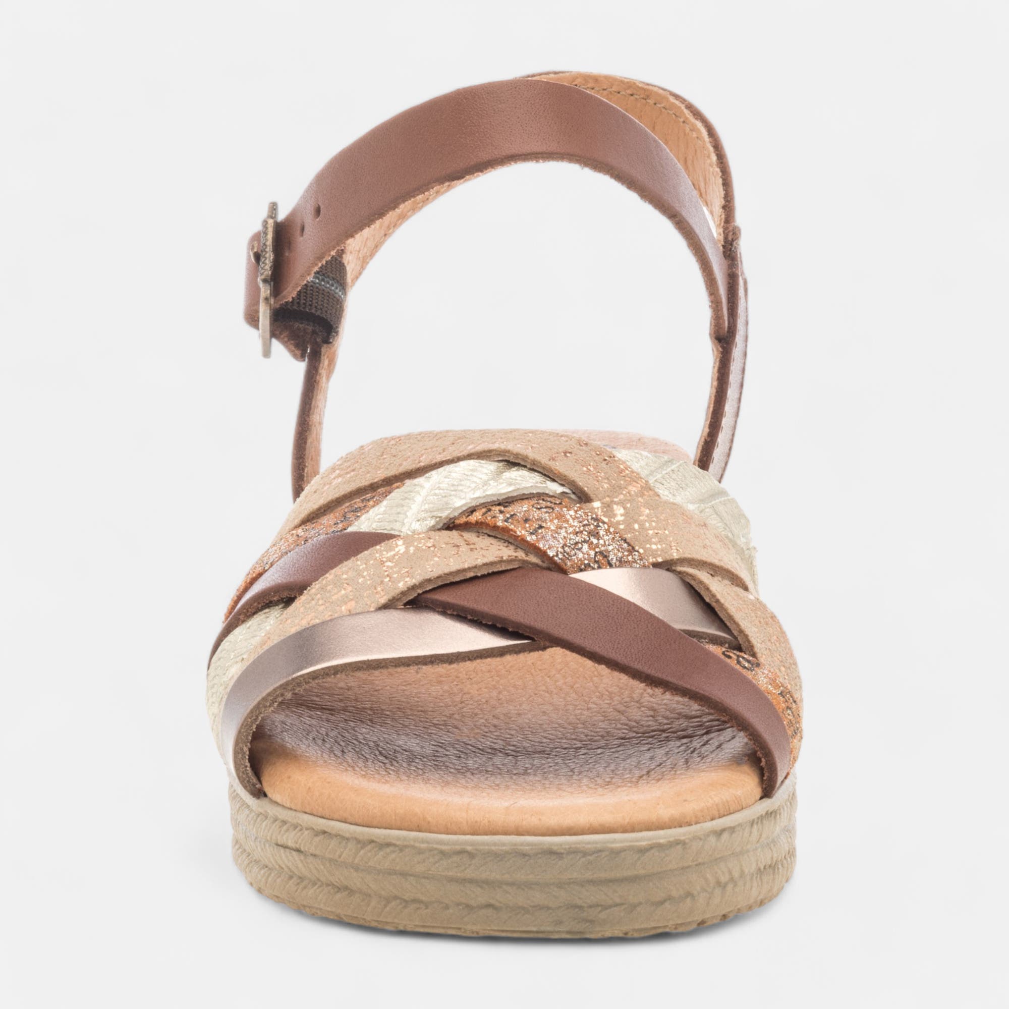 Sandales Femme en cuir cognac