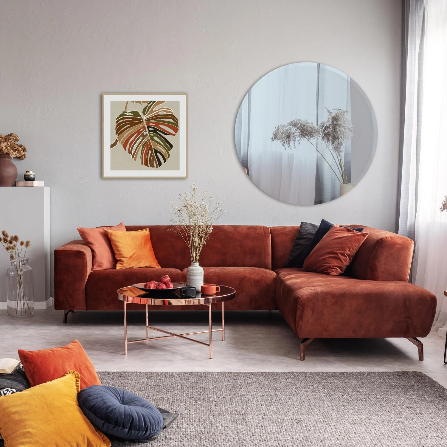 Incado  Design spejl, Clear/Silver colored - Ø: 80 cm.