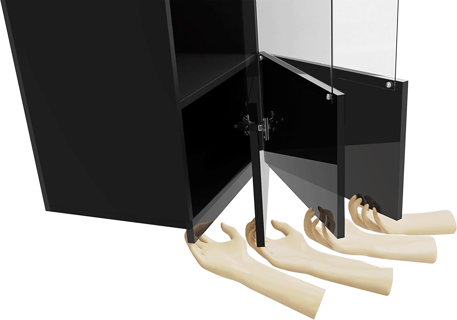 Mirjan24 TV Schrank Calabrini 150 BR04 TV Lowboard mit Grifflose Öffnen, Fernsehschrank Hängeschrank Hochglanz Matt Wohnwand (Weiß/Weiß Hochglanz)