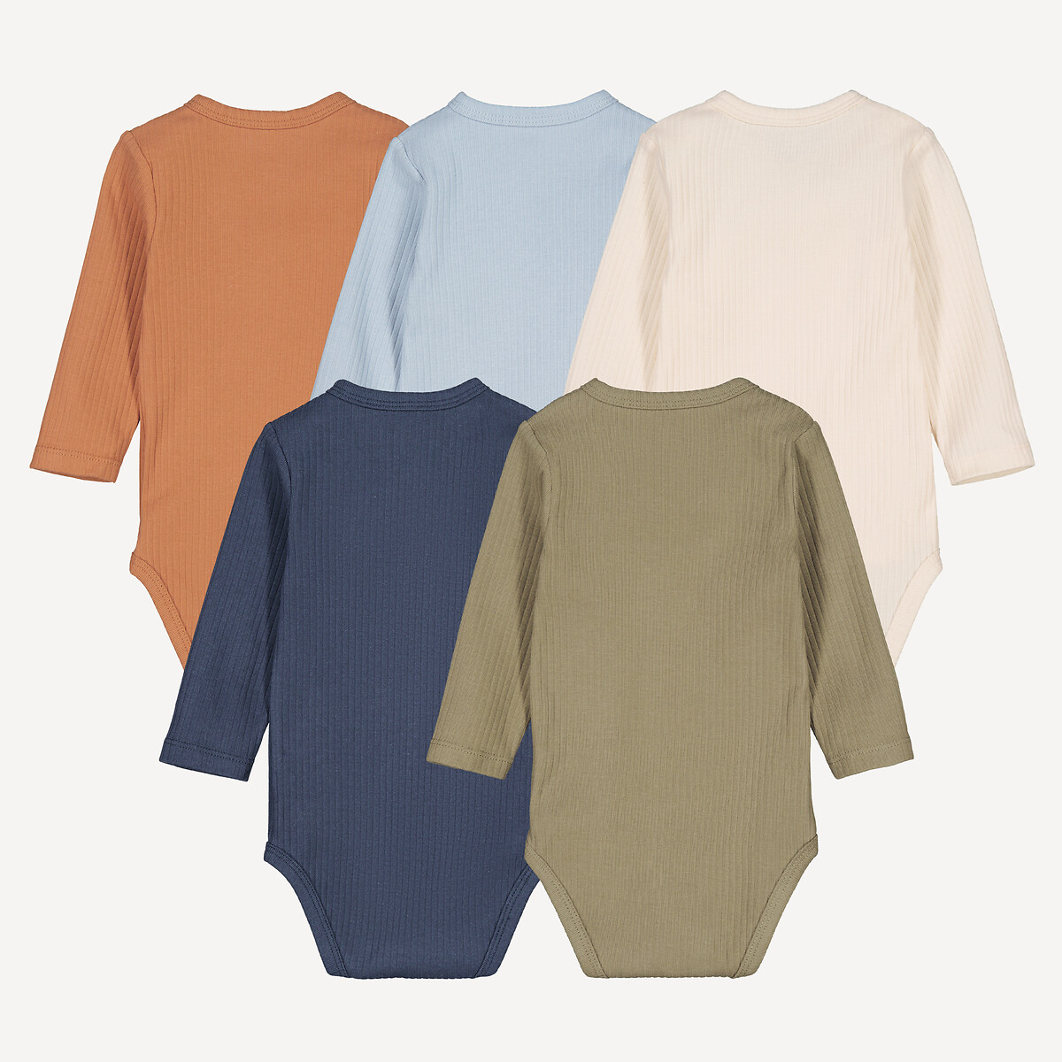 COLEÇÃO LA REDOUTE<br>Conjunto de 5 bodies de manga comprida para recém-nascidos