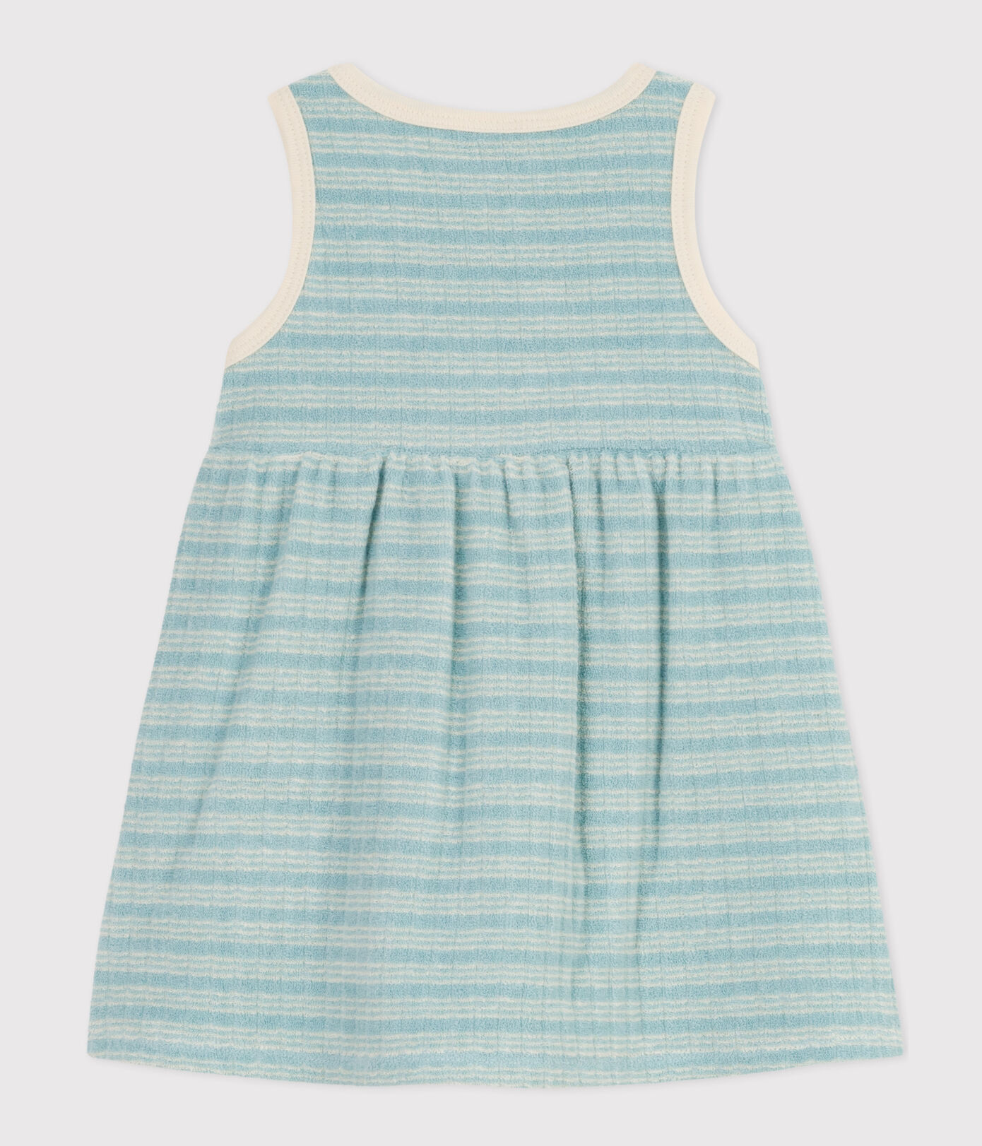 Robe sans manche bébé en bouclette éponge rayée