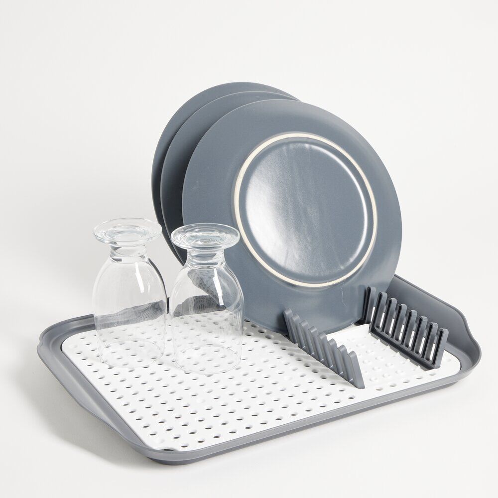 Égouttoir à vaisselle 30,3x41,5x3,8cm plastique gris et blanc