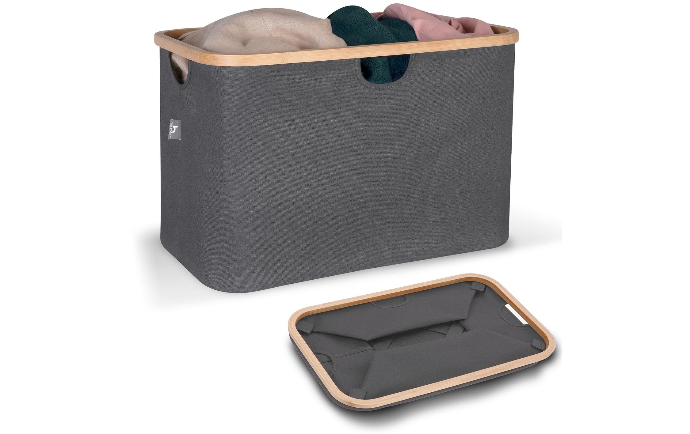 Wäschekorb Adrian 60 l, Anthrazit/NatureFaltbare Aufbewahrungsbox