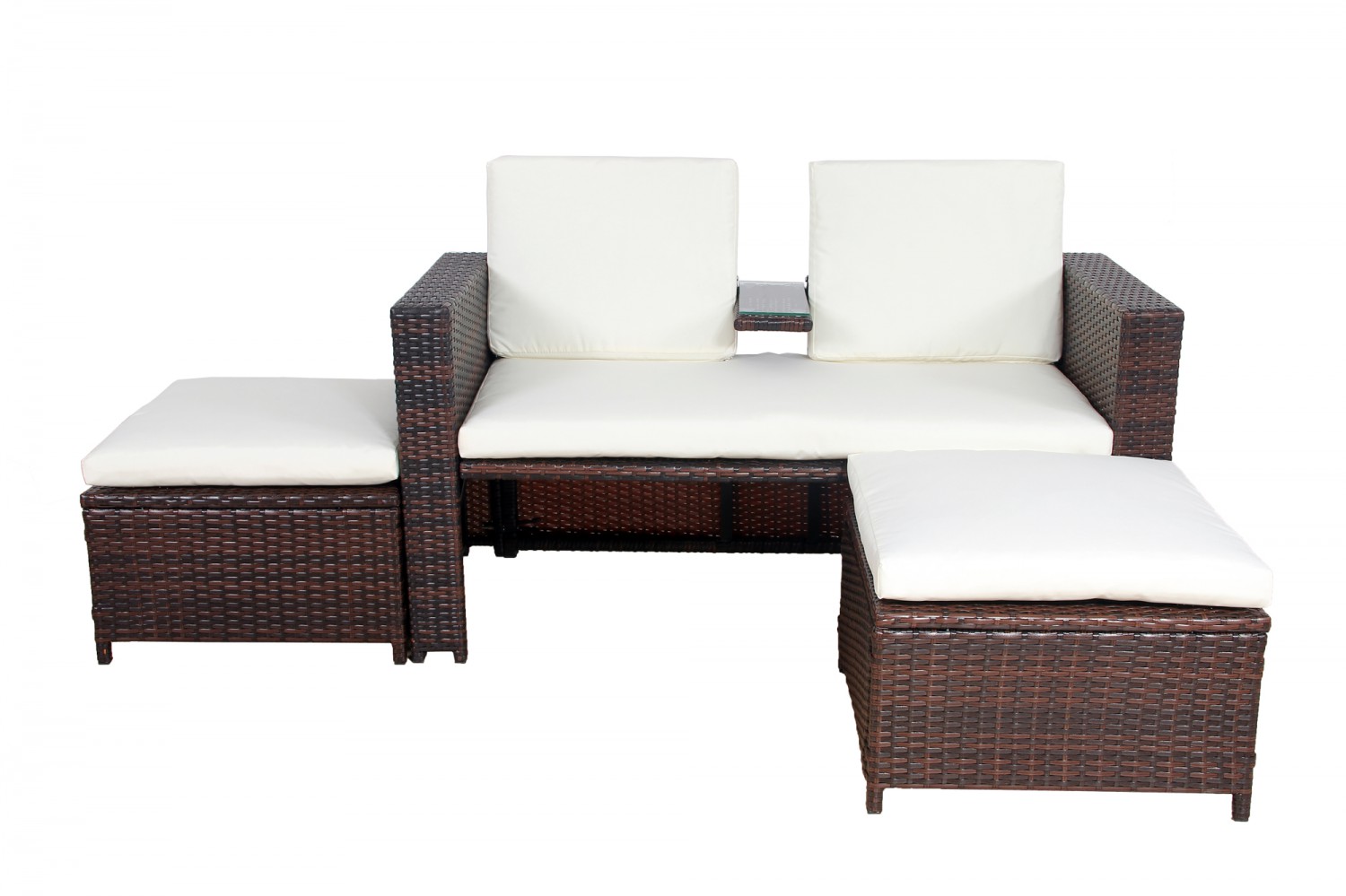 Love Seat Rattan Garnitur CHANELL braun/weiss