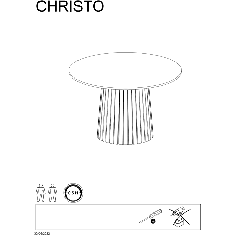 Christo spisebord - hvidpigmenteret eg