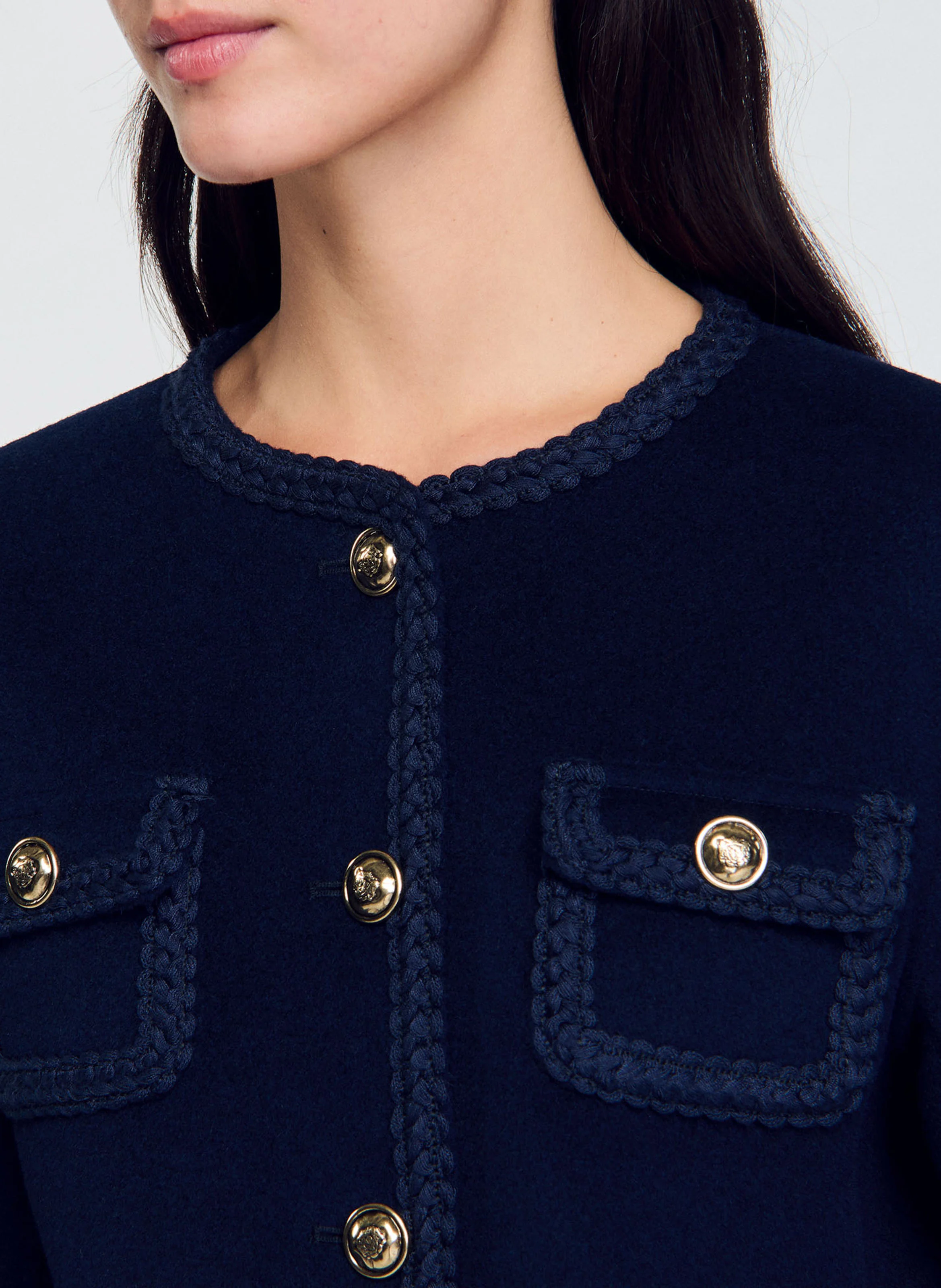 Veste courte en laine | Bleu