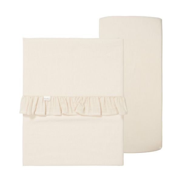 Koeka Faro Ruffle Set Wieg - Laken En Hoeslaken - Caffe