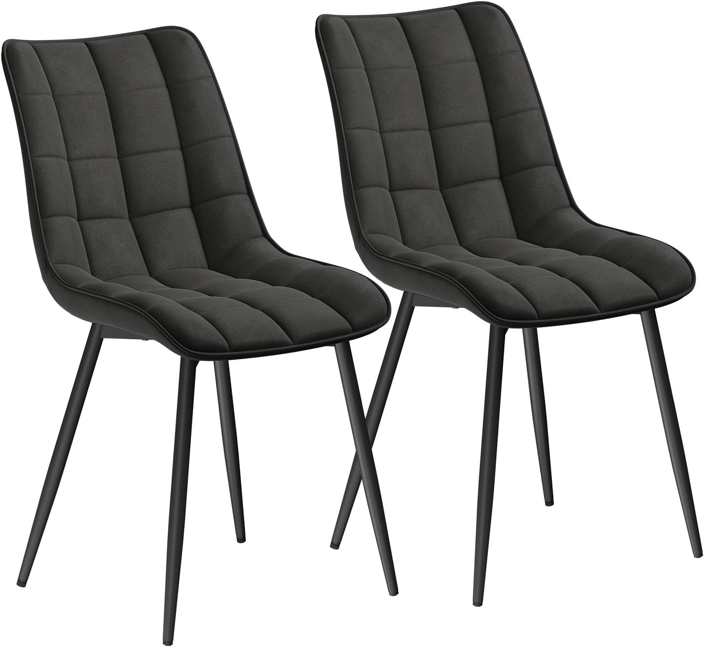 WOLTU Esszimmerstühle 2er Set, für Wohnzimmer Küche Esszimmer, Küchenstühle gepolstert mit Rückenlehne, Sitzfläche aus Stoffbezug, mit Metallbeinen, bis 150 kg belastbar, Anthrazit