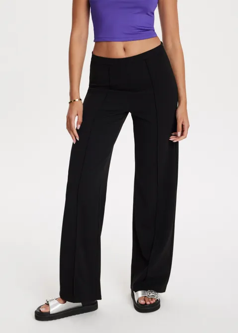 Broek met wijde pijpen zwart (ZWART)