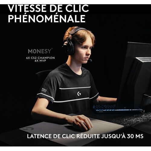 Souris Logitech gaming sans fil G PRO X2 SUPERSTRIKE Blanc et Noir