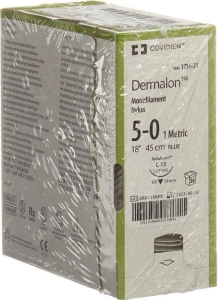 DERMALON 45cm blau 5-0 C-13, 36 Stück