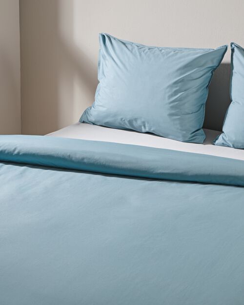 housse de couette percale 200x200/220 bleu