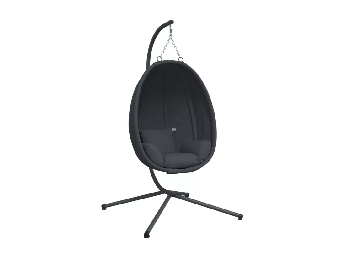 Chaise suspendue en forme d'œuf avec support anthracite