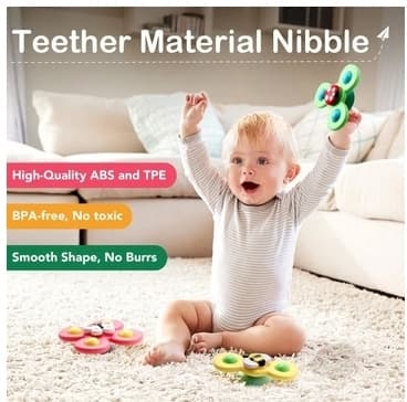 3 stk. Roterende Fidget Spinner med sugekopp for baby/barn - Spinneleke