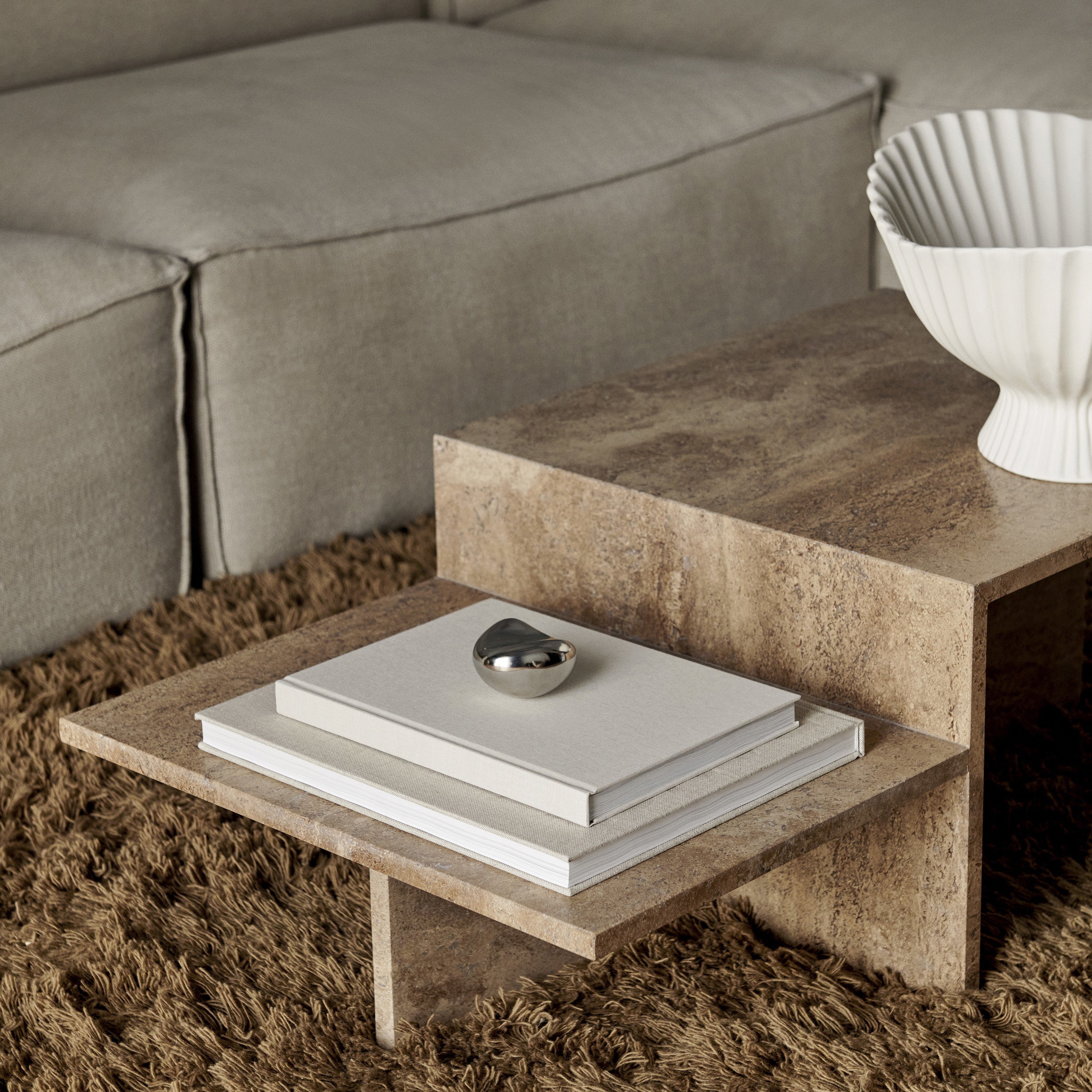 Ferm Living Distinct Salontafel - Travertine Dark Brown