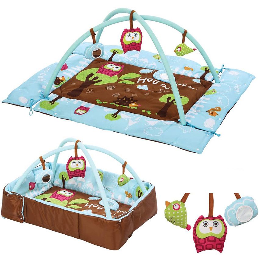 Tapis d’éveil chouette – Bleu - Ecru