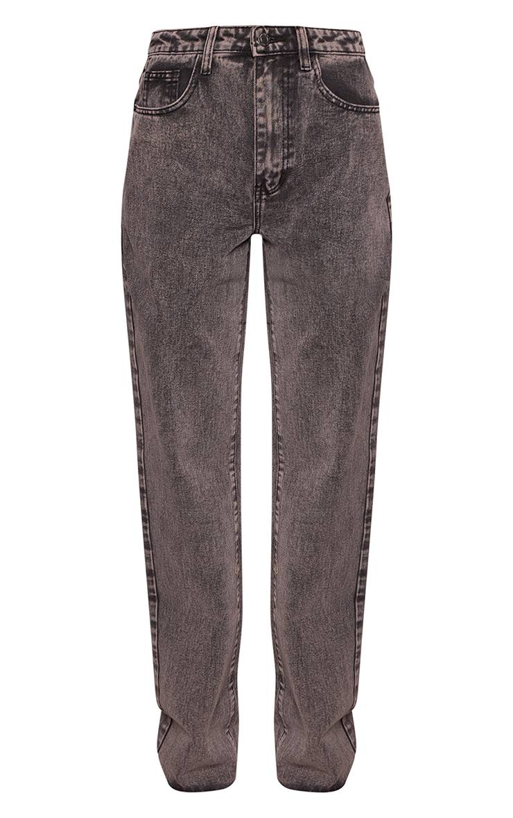 Washed Grey Jean Tall Taille Haute Coupe Droite