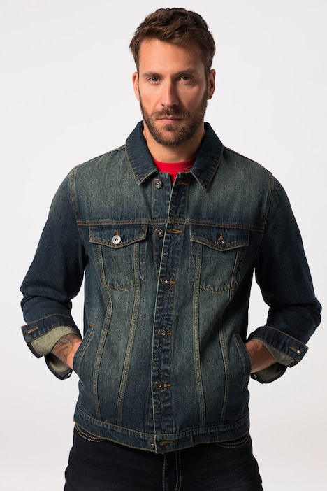 JP 1880 Jeansjacke, Brusttaschen, Knopfleiste, bis 8 XL
