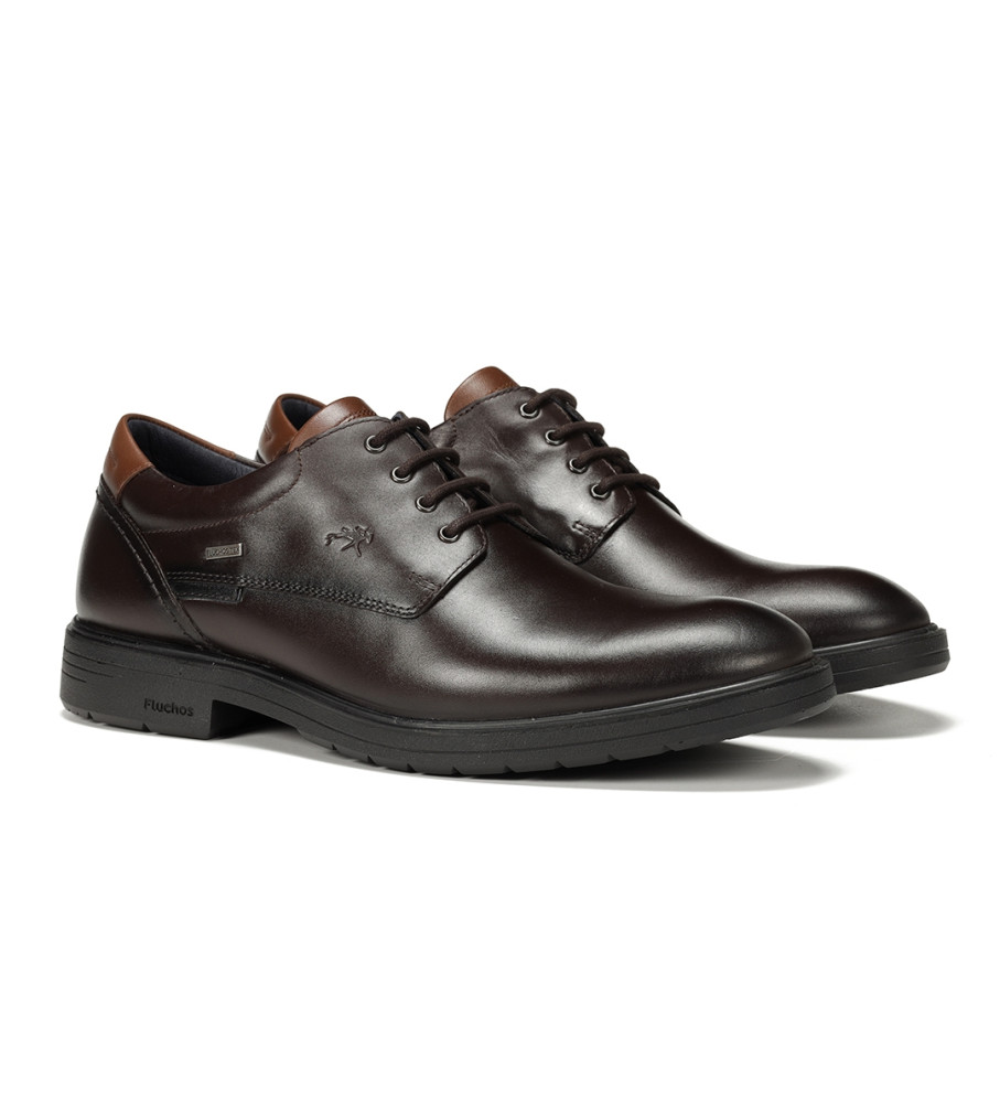 Sapatos de couro Fluchos F1304 marrom escuro