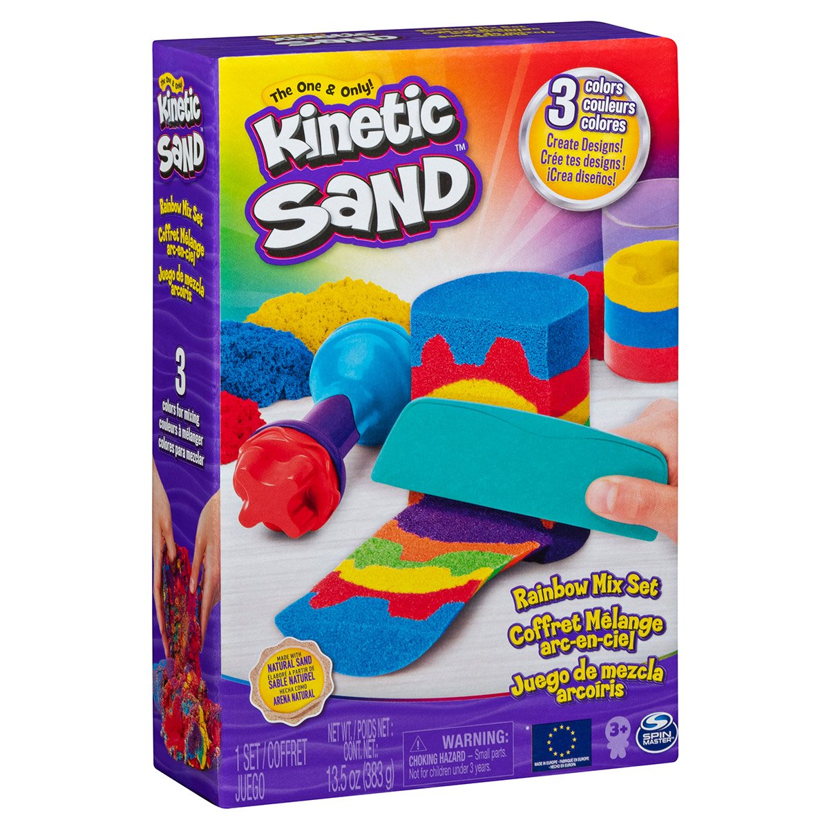 Kinetic Sand - Coffret sable naturel mélange arc-en-ciel