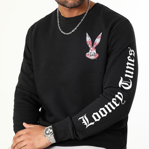 Sweat Crewneck Sleeves Bugs Bunny Graffiti Pink Noir