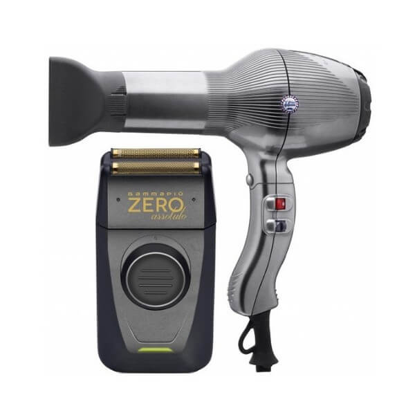 Pack du Barbier Gammapiù - Tondeuse Zéro Absolut + Sèche-cheveux Barber Titanium