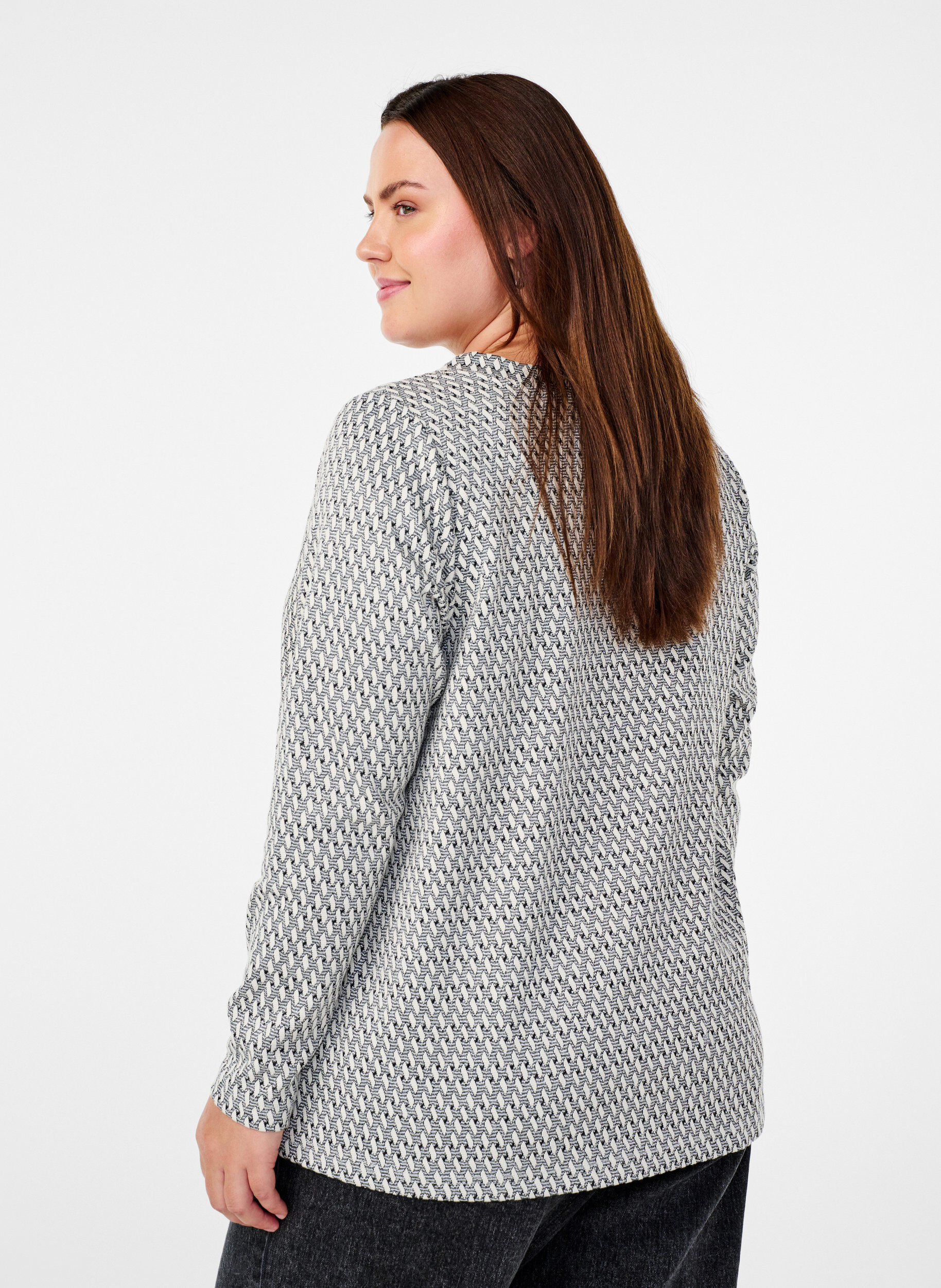 Bluse med mønstret tekstur og glittertråd