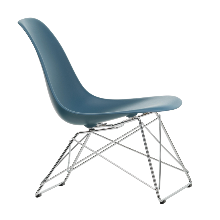 Vitra Eames LSR fauteuil verchroomd onderstel, Sea Blue