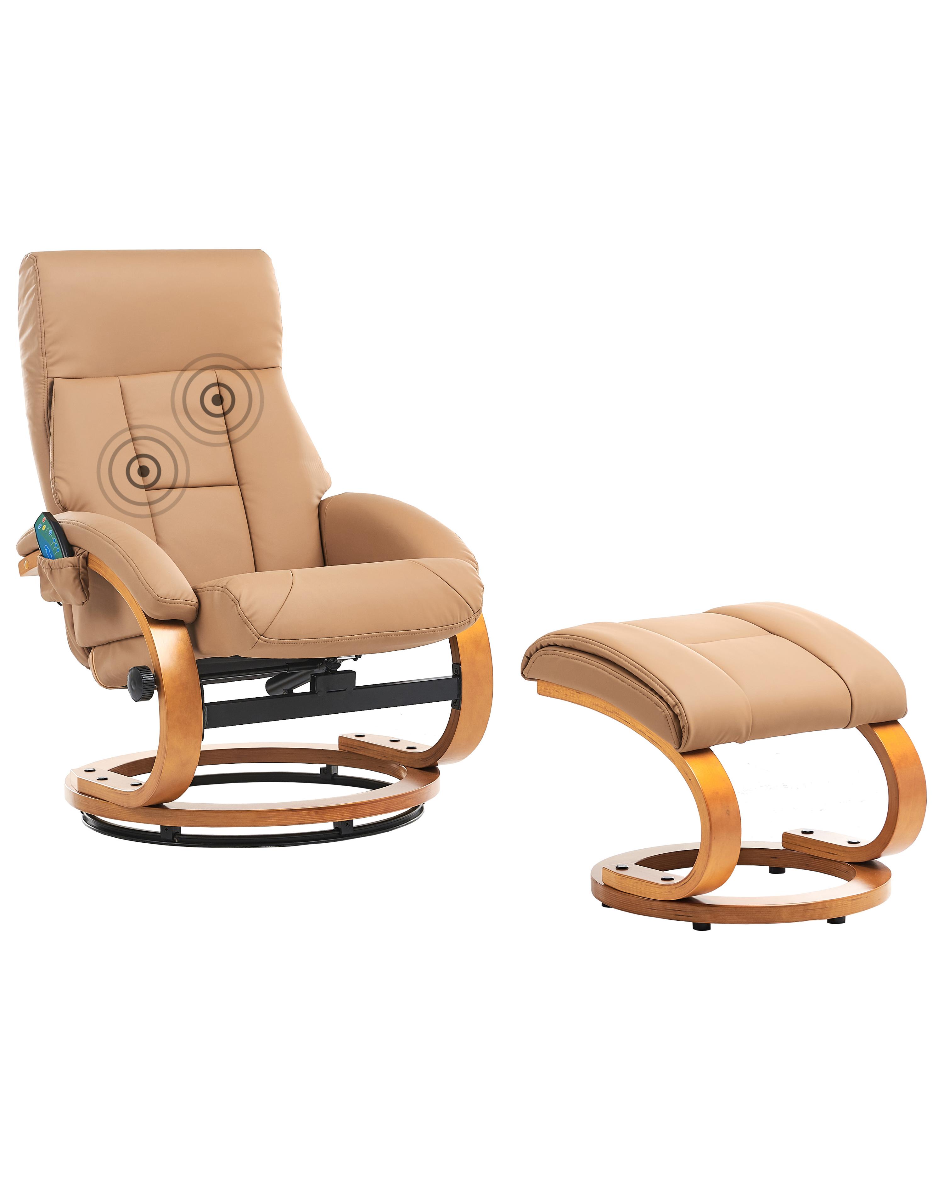 Massagestoel FORCE met voetenbank Kunstleer Zandbeige