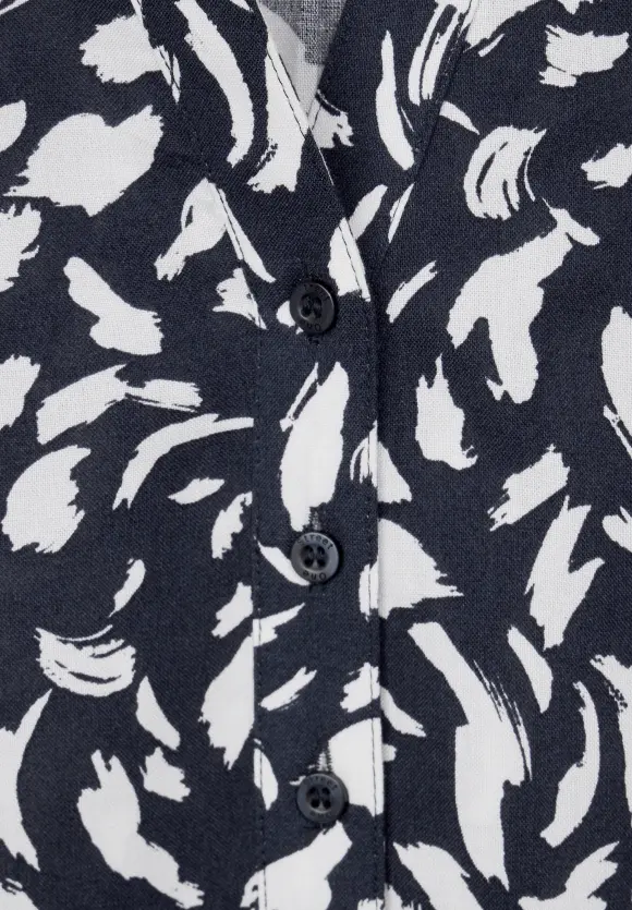 Print Viskosebluse - deep blue
