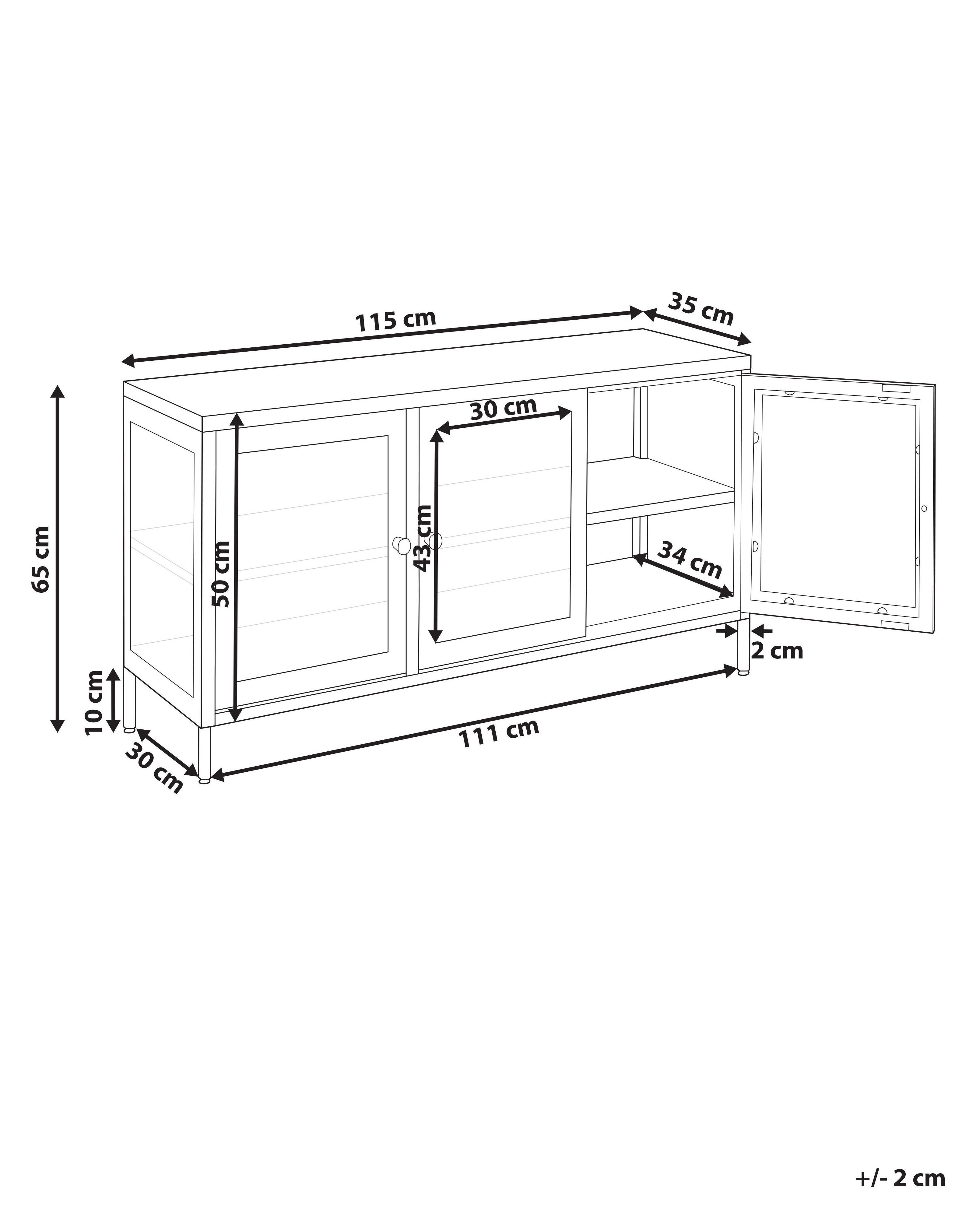 Dressoir met glazen deuren NEWPORT Metaal 115 cm Wit