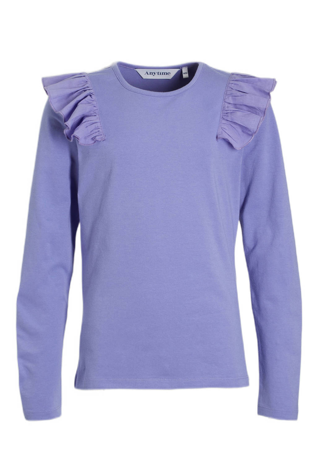 anytime longsleeve met ruffle paars