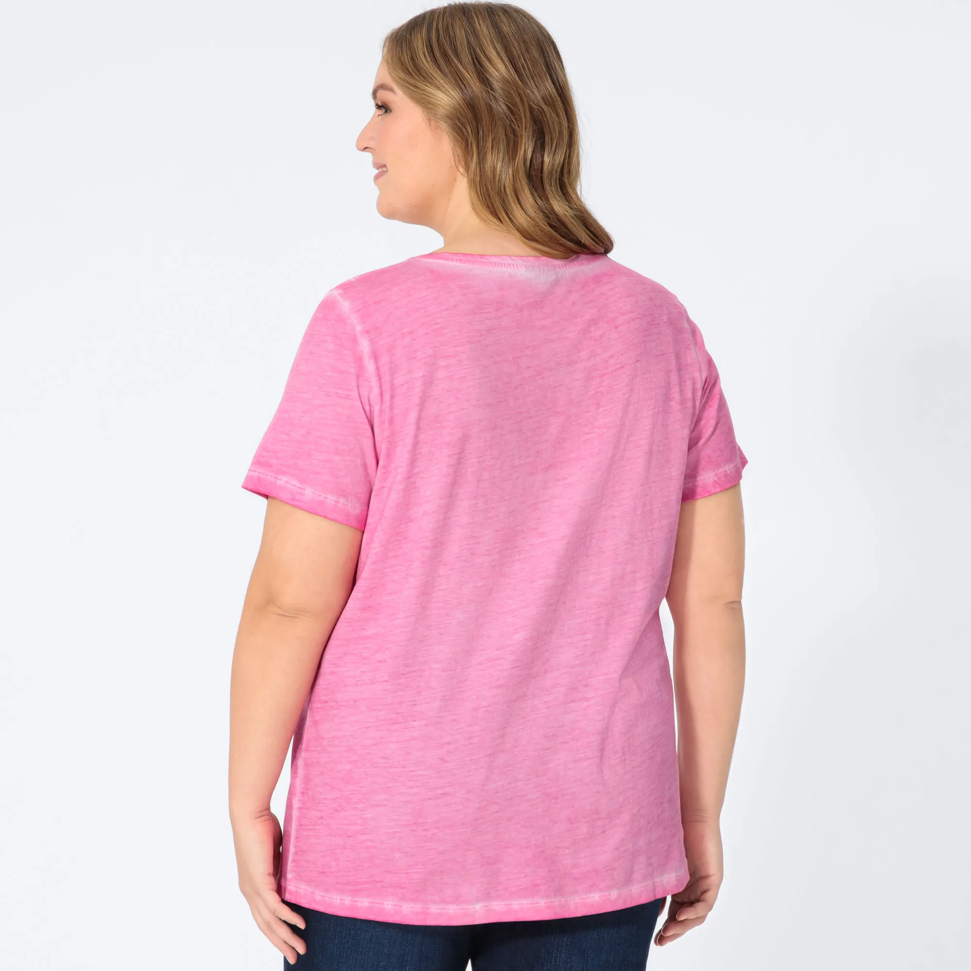 Damen-T-Shirt mit Wasch-Effekten, große Größen