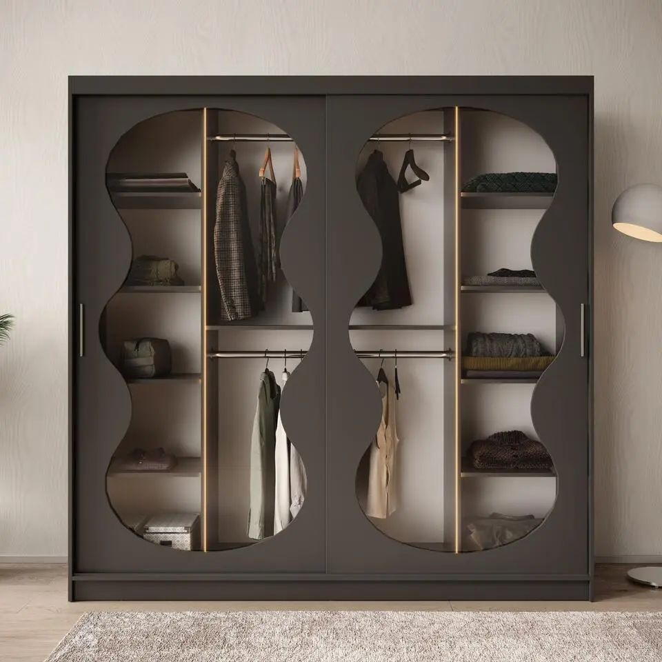 Meubella - Kledingkast Bunaro - Zwart - 200 cm