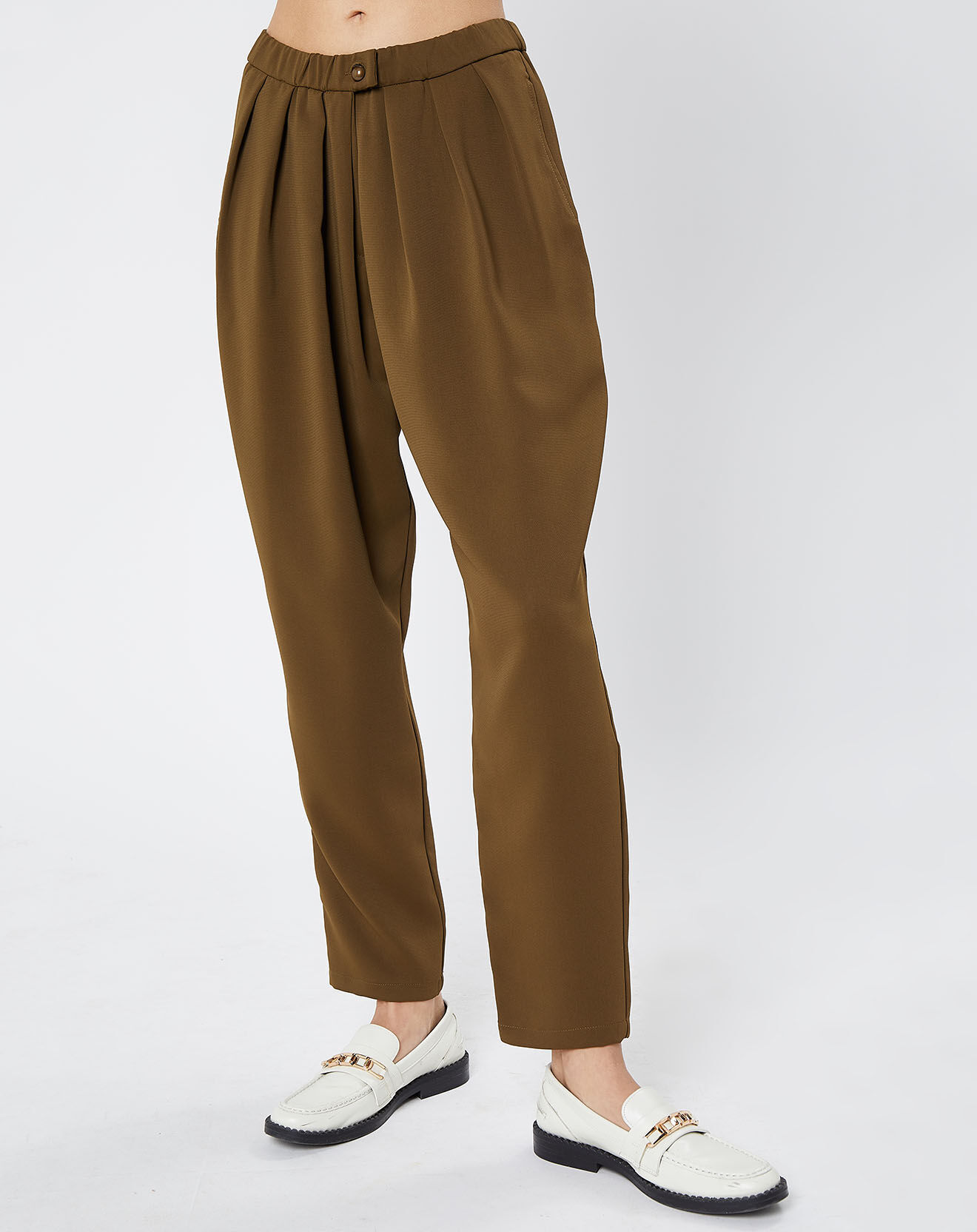 Molly Bracken Pantalon carotte à pinces Collection Premium kaki