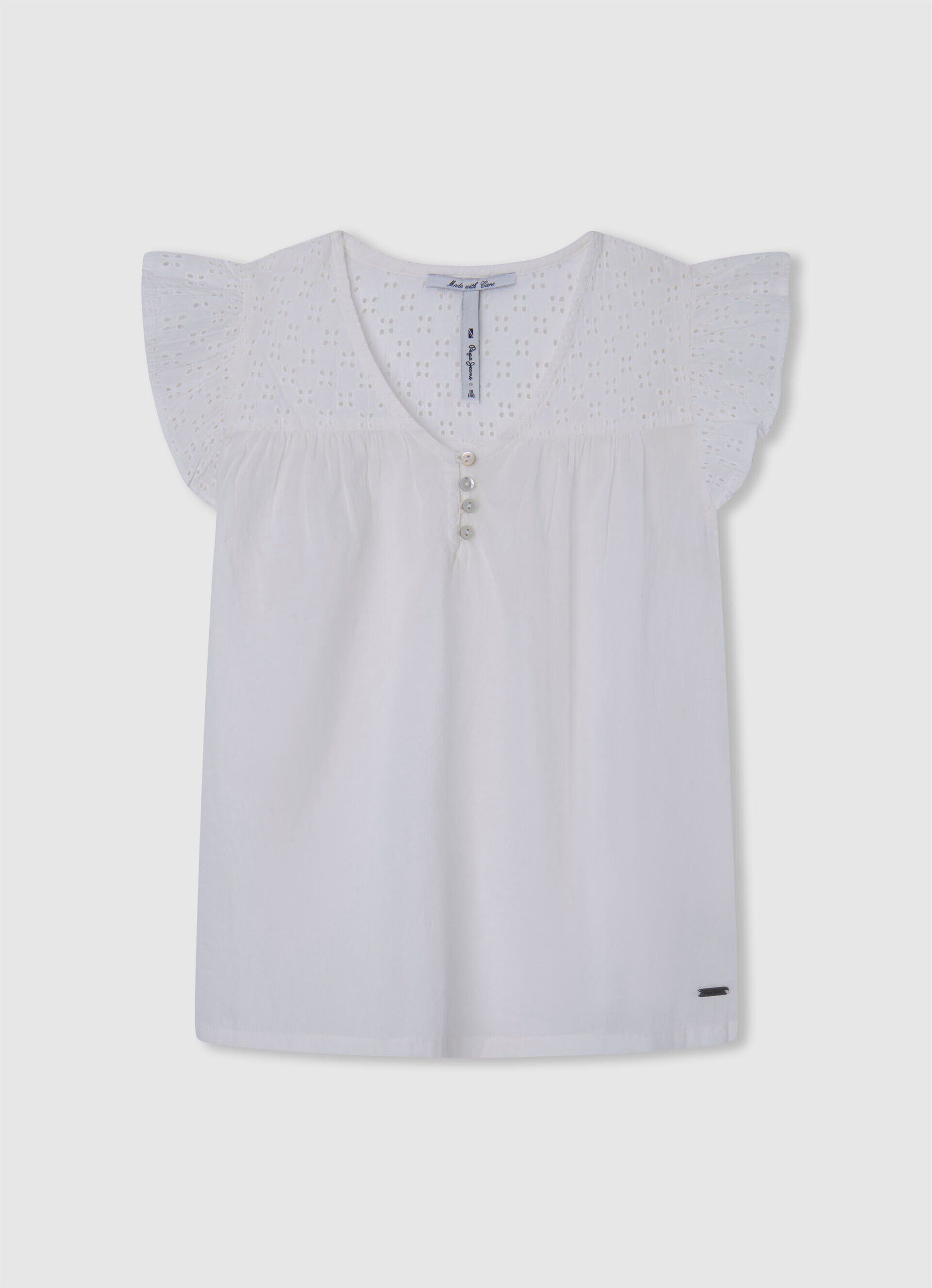 Blusa Hilary com detalhes vazados - branco mousse