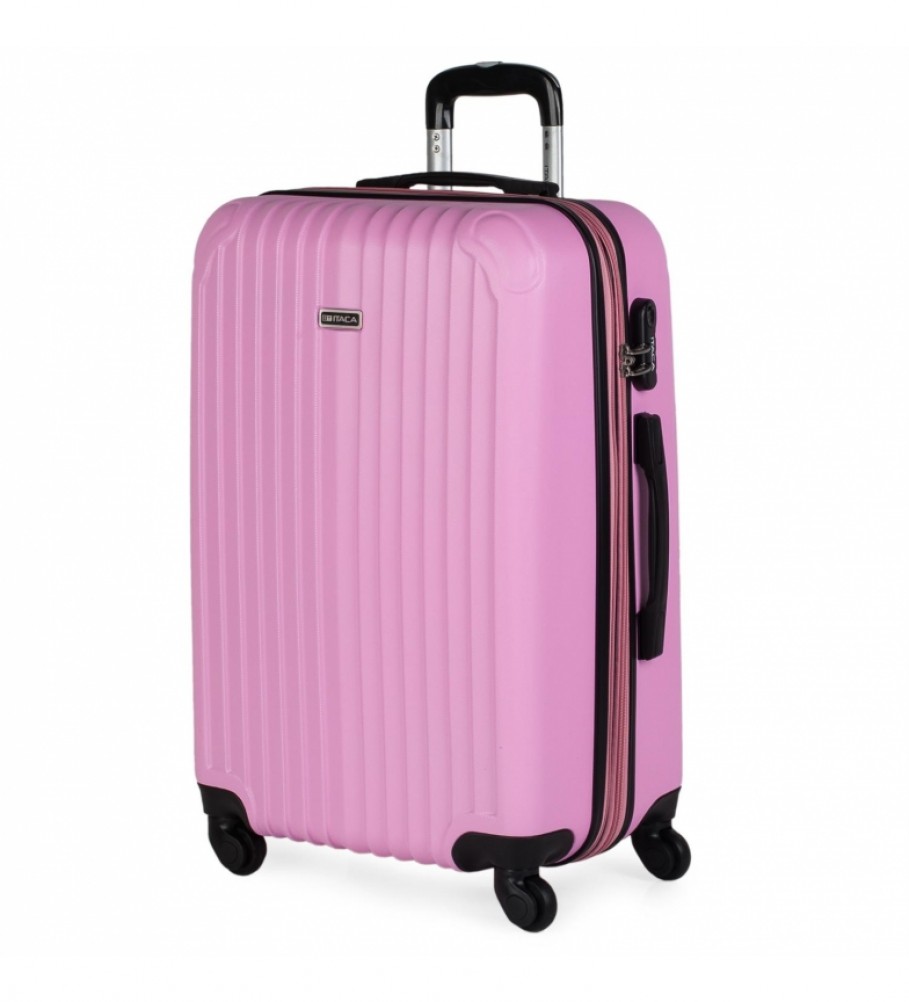 Mala rígida média com 4 rodas ITACA T71560 rosa - 66 x 41 x 27 cm -