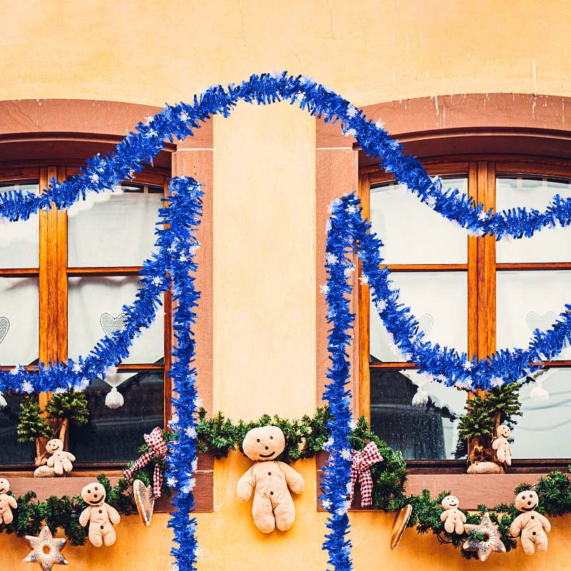(10er Set) 2m Deko Lametta Girlande Glänzend mit Sternen für Party / Geburtstag / Weihnachten / Silvester - Grün