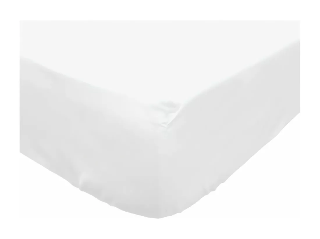 Drap housse en coton 160x200 cm PERCALE blanc, par Soleil d'ocre