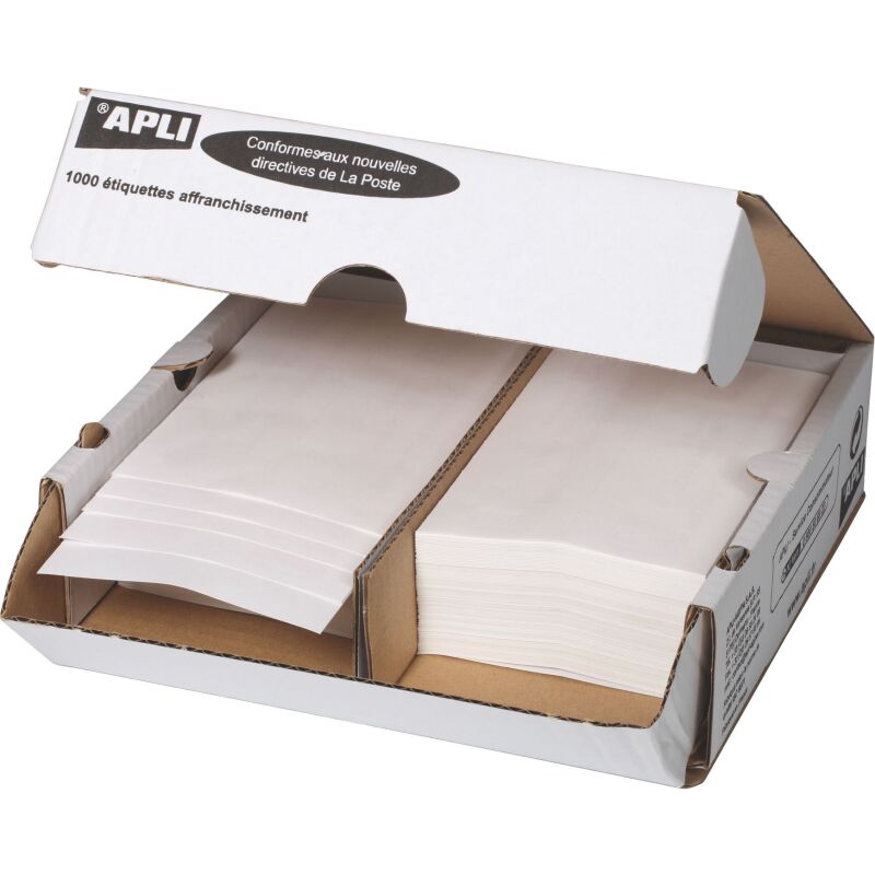 Etiquette affranchissement 2 de front 140 x 45 mm Apli Agipa blanche - Boîte de 1000
