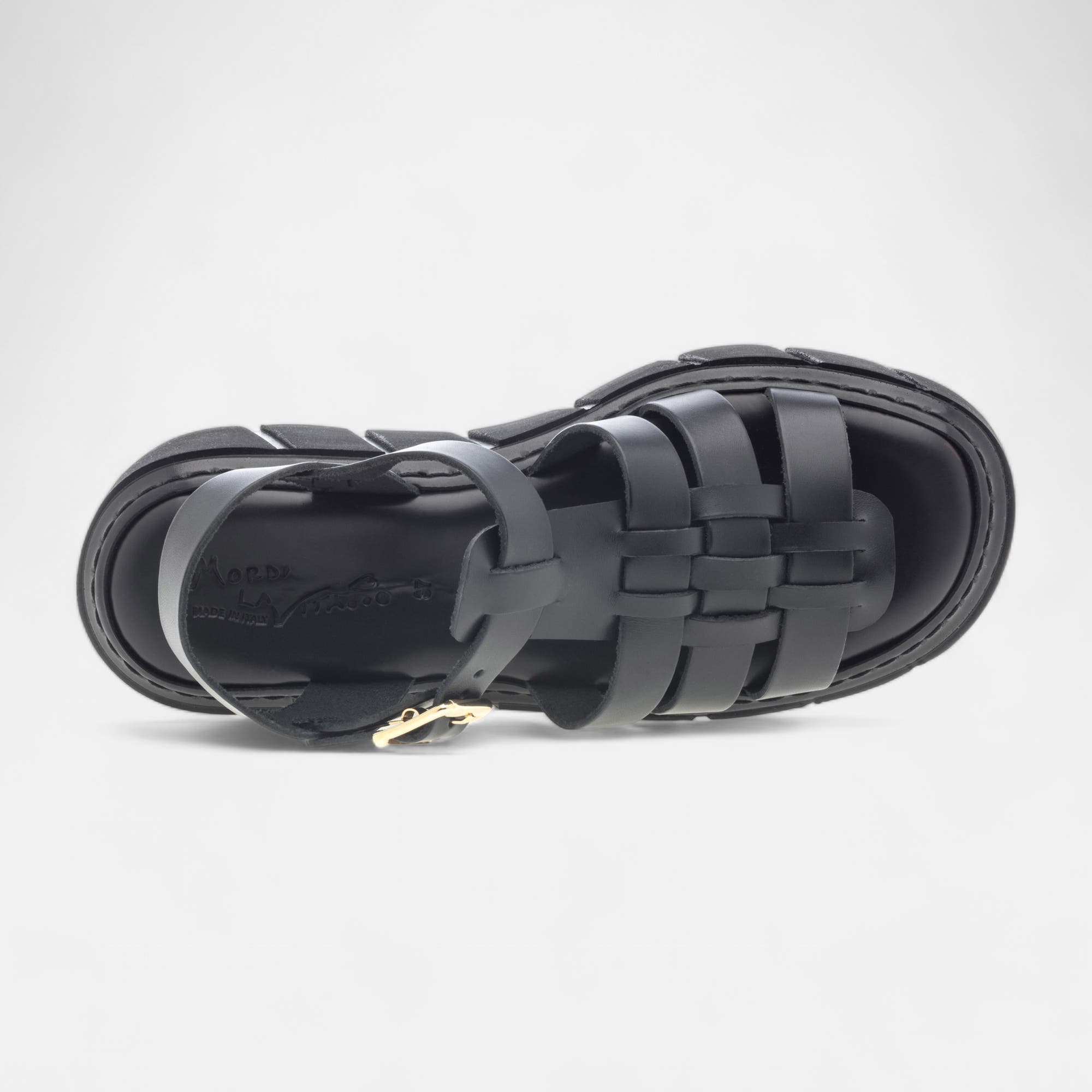 Sandales à talon compensé Femme en cuir noir