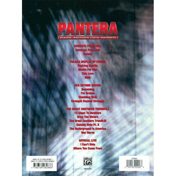 Alfred Music Publishing Pantera: Bass Anthology
