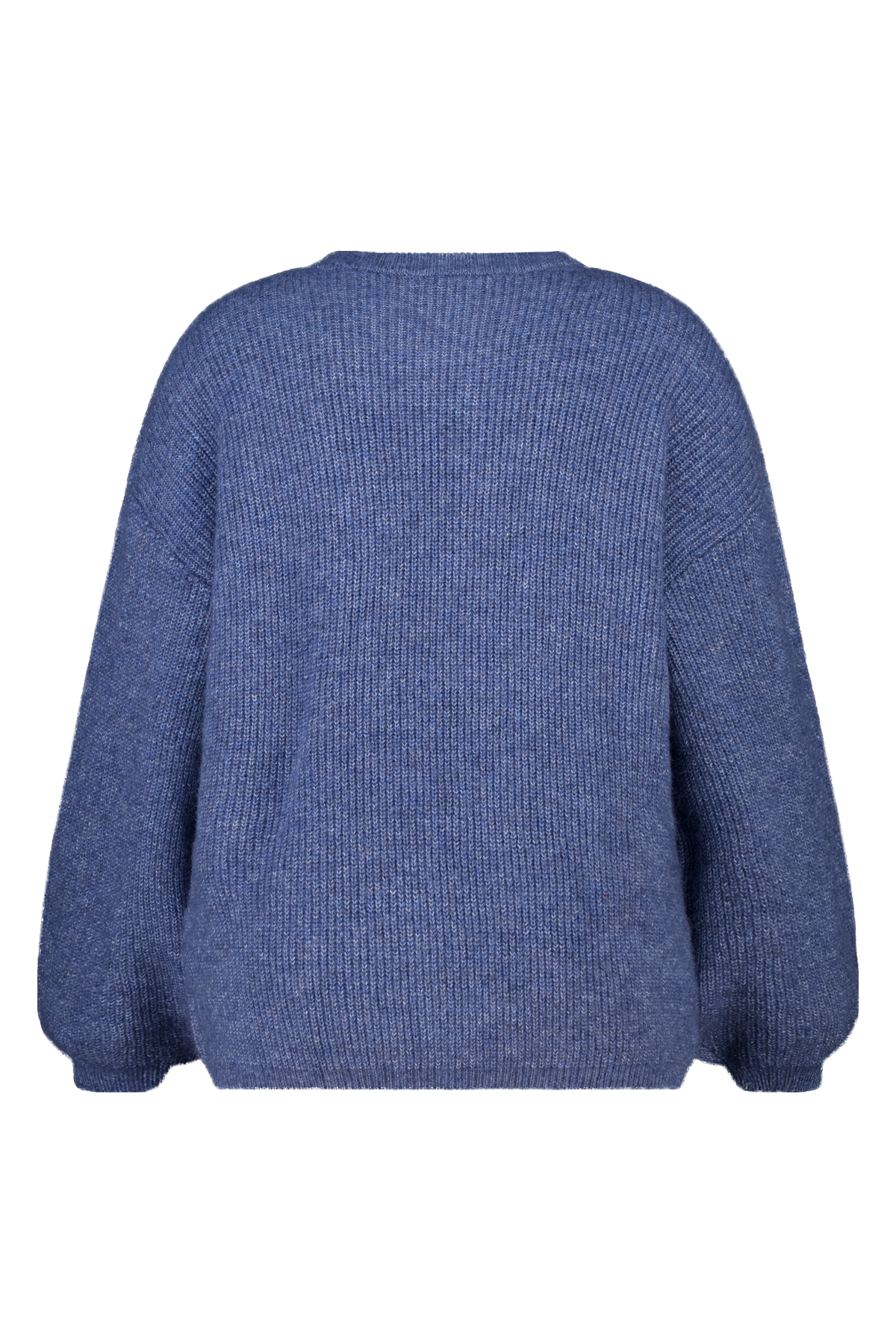 Fijn gebreide trui met ballonmouwen Midden blauw