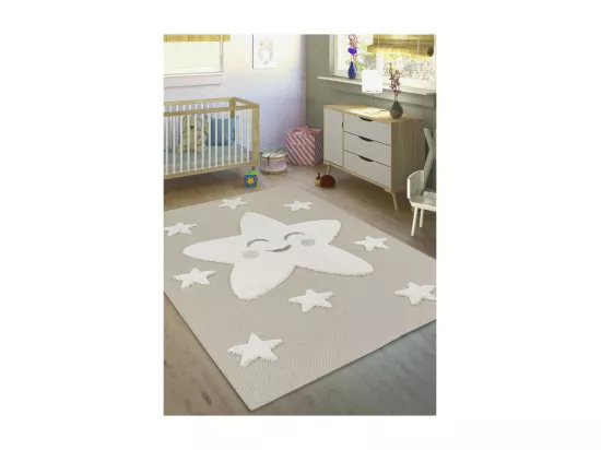 Tapis enfant étoile beige - LUNA Kids 09 Taupe 120*170