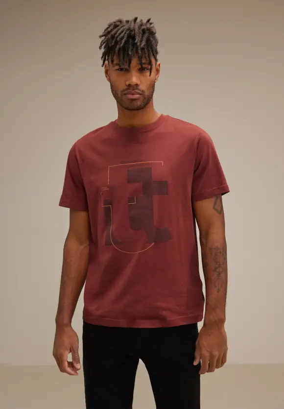 T-Shirt mit Letterprint - rusty red