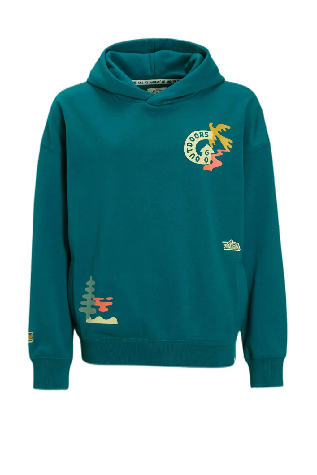 Me & My Monkey hoodie met printopdruk groen